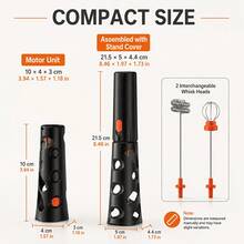Mini Electric Milk Frother, Foldable Egg Beater, Coffee Stirrer, Hands-Free Mixing, Equipped With Two Interchangeable Whisk Heads, Suitable For Coffee Lovers And Baking Enthusiasts - Default - View 3