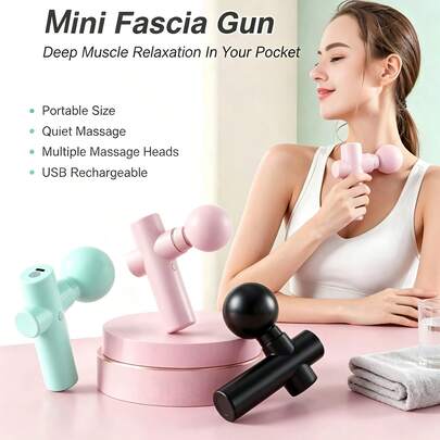 AXH Mini Massage Gun Fascia Relaxation Device Muscle Relaxer Portable Stick-Shaped Massage Fitness Equipment Neck Body Fascia Gun Full Body Muscle Massage