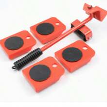 5-Piece Heavy-Duty Lifting And Moving Cart Set With Sturdy Metal Frame And Reinforced Plastic Structure, Eye-Catching Red – Non-Electric Multi-Purpose Tool, Easily Move Furniture, Suitable For Home, Office, Hotel And Commercial Spaces - A - View 5