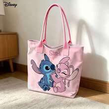 Miniso Disney "Lilo & Stitch" Hand-Carried Shoulder Laptop Bag, Stitch & Angel Character Print Shoulder Bag For Daily Use - Black - View 2