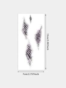1 Sheet Pink Black Grid Mesh Temporary Tattoo, Grunge Distressed Net Pattern Fake Tattoo Stickers For Hand Wrist, Water Transfer Body Art Tattoo For Halloween Party Decor - Multicolor - View 6