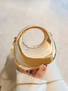 Tas Tangan Akrilik Berbentuk Bulan Sabit, Tas Selempang Rantai Multifungsi, Untuk Ulang Tahun, Pesta, Pernikahan, Perjamuan, Dompet Wanita Elegan (Emas) - Emas - View 10