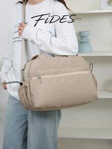 1PC New Large Capacity Handheld Travel Bag, Lightweight Nylon Storage Bag With Luggage Strap Sleeve, Multi-Compartment Zipper Design, Wear-Resistant And Water-Repellent, Practical Gym Bag, Portable Luggage Bag With Multiple Pockets And Layered Storage, Simple Commuter Handbag, Durable And Sturdy Travel Tote Bag - Multicolor - View 4