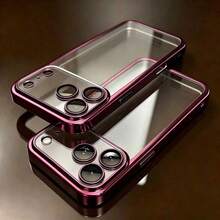 Luxury Electroplated Transparent Ultra-Thin Phone Case, Compatible With IPhone 18 18Pro 18Pro Max 17 Air 16 15 14 13 12 Pro Max Plus, 18 17 Pro Shockproof Protective Shell - Burgundy - View 1