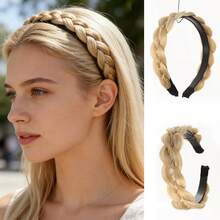 Fluffy Handmade Woven Fishbone Braid Headband, Wide-Edge High-Temperature Silk Fashion Hair Clip, Multi-Color Sweet Style - Multicolor - View 14