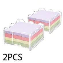 1pc Wavy Edge Acrylic Sticky Note Holder, Transparent Cute Memo Paper Dispenser, Thickened Acrylic Desktop Storage Box, Suitable For Office, Home, Dorm Desk, Autumn Desktop Decor, Back To School Supplies, Dorm Essentials, Teacher Appreciation Gift - Multicolor - View 11