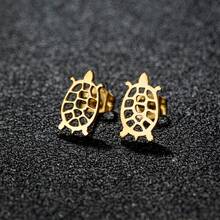 1 Pair Hollow Turtle Earrings Stainless Steel Cute Sea Animal Ear Jewelry Tiny Tortoise Earrings Gift For Animal Lovers - GED367 - View 4