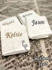 Personalized Embroidered Face Towel, Multi-Color Embroidered Name, Suitable For Pajama Party, Bathroom, SPA, Bridesmaid Gift, Wedding Gift, Love Gift, Party Favor, Hotel Customization, Soft Absorbent Face Towel For Friends - Multicolor - View 2