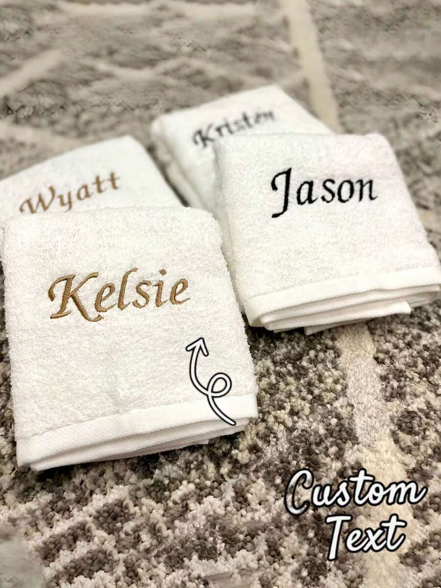 Personalized Embroidered Face Towel, Multi-Color Embroidered Name, Suitable For Pajama Party, Bathroom, SPA, Bridesmaid Gift, Wedding Gift, Love Gift, Party Favor, Hotel Customization, Soft Absorbent Face Towel For Friends