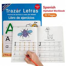 Lachilly 32-Page Spanish Alphabet Tracing Workbook, Children's Letter Writing Practice Activity Book, Preschool Kindergarten Early Education Handwriting Practice Workbook, Student School Supplies - Multicolor - View 3