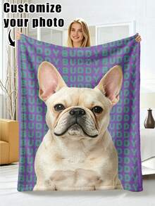 1pc Customized Photo Blanket, Personalized Flannel Blanket With Photo And Text, Office Nap Blanket, Comfortable Blanket, Mother's Day, Father's Day Gift For Parents, Bedding Blanket, Bed Customized Blanket, Customized Text Blanket, Home Personalized Customized Blanket - Multicolor - View 11
