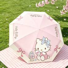 Miniso Payung Hello Kitty Automatic-FX, Tersedia dalam Motif Kotak-kotak, Trim Merah Muda, Trim Putih & Motif Penuh, Perlengkapan Hujan Kartun Lucu, Desain Ringan dan Portabel, Hadiah Menarik untuk Kolektor Hobi (1 buah) - MultiWarna - View 4