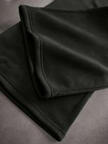 Men's Thermal Lined Wide Leg Sweatpants, Loose Drape With Drawstring, Elastic Waist, Street Casual Style Versatile, Autumn/Winter Essential Fashion Sports Long Pants - Black - View 5