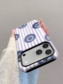 1件亮面藍莓紫條紋二合一手機殼－全包覆加厚設計，適用於 iPhone 18 Pro Max、17 Pro、16e、16、15、14、13、12 和 11，融合韓系 Y2K 與日系極簡「Insta 風格」美學，適合聖誕節、萬聖節、情人節、復活節與婚禮，送給朋友的絕佳生日禮物 - 彩色 - 查看 4