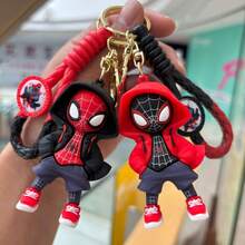 Hasbro Spider Character 3D Figure Keychain, Cute Q Version Hoodie Figurine Key Ring With Braided Wrist Strap, Handbag Backpack Decorative Bag Charm Pendant - One Size - View 1