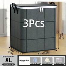 6/3/1pc Clothes Storage Bags, Extra Large Foldable Closet Organizer, Waterproof Non-Woven Fabric Moving Bags, Double Zipper Reinforced Handle, Suitable For Clothes, Moving Supplies, Travel, Bedding, Blankets And Pillows, Christmas Gift - Grey - View 17