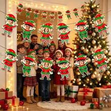 somoving 12pcs DIY Photo Gingerbread For Man Paper Bunting Banner, Blank Photo Insert Gingerbread Cutout Hanging Garland, Christmas Multipurpose Wall Hanging Decor Supplies For Party, Fireplace & Window Display - Multicolor - View 1