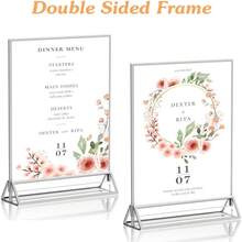 3/6 Pack Acrylic Sign Holder 5x7/4x6/6x8/8.5x11 Double-Sided Silver Picture Frames Clear Sign Holder For Flyer Holder Menu Holder Wedding Table Number Holder Photo Frame - T-silver - View 7