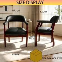 QIAN&S Vintage Solid Wood Upholstered Dining Armchair With Handcrafted Brass Rivets, Cushion Built-In Anti-Sagging Spring, For Dining Room, Living Room, Study, Office Reception & Guest Room - Red - View 2
