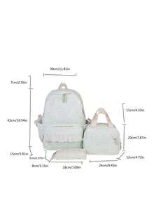 3-Piece Casual College Style Floral Pattern Backpack Set, Large ...
