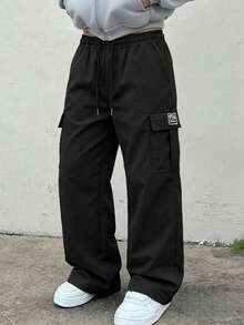 Men's Outdoor Hiking Pants, Multi-Pocket Drawstring Cargo Pants, Suitable For Travel, Hiking, Fitness Sports, Quick-Dry Fabric - Black - View 10