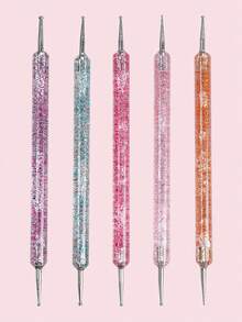 5/1pc Dual-Ended Nail Art Dotting Tool, Dotting Needle Set - Multicolor - View 2