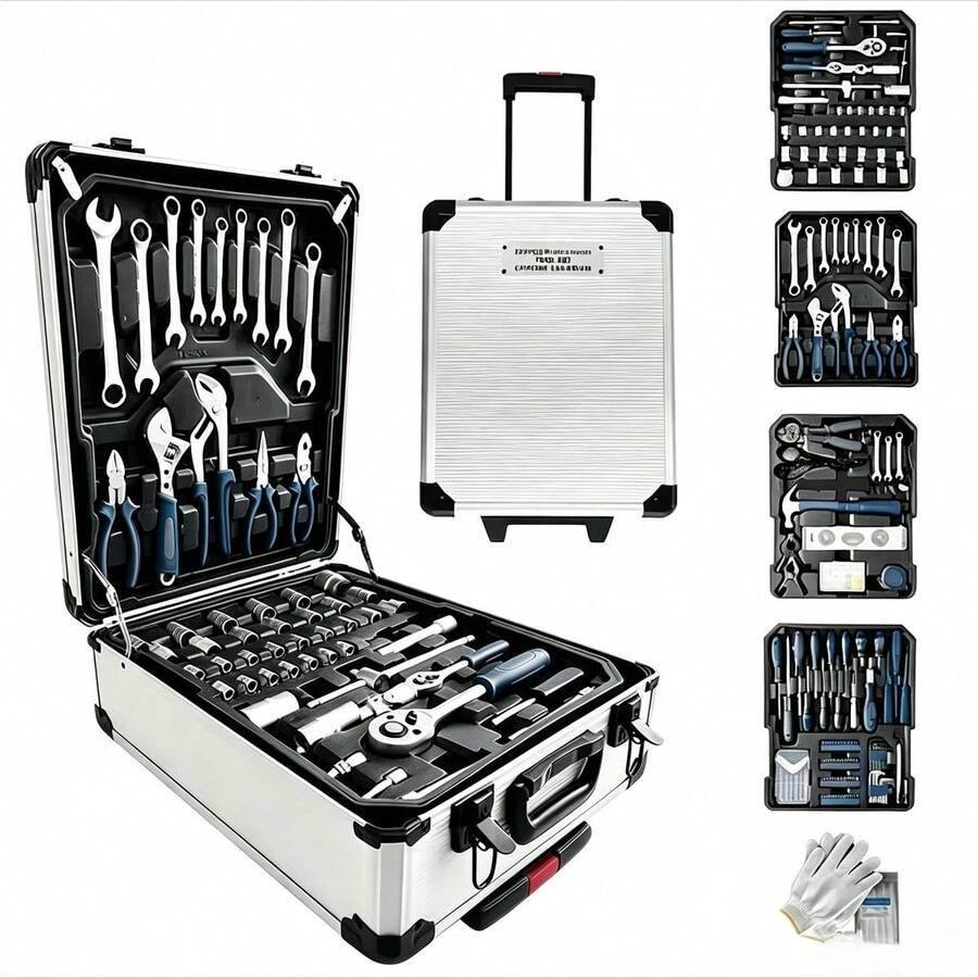 115/46pcs Professional Car Repair Tool Set: Portable, Durable And Easy To Use Ratchet Wrench Set - Suitable For Car, Boat, Motorcycle Repair, Home Industrial Repair - Includes Carrying Case - Multicolor - View 1