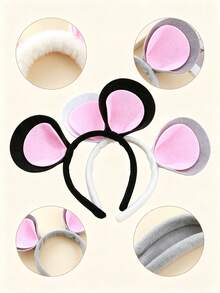 1pc/2pcs Mouse Ear Headband, Cute Plush Animal Ear Headband, Party Costume Prop, Theme Event Styling Accessory, Photo Atmosphere Headpiece, Party Outfit, Stage Performance, Holiday Styling Decoration, Creative Outfit Hair Accessory Mouse Ear - Upgraded Version - View 3