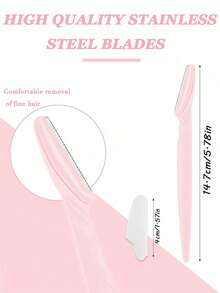 12/6PCS Long Handle Eyebrow Scissors With Precision Protective Cap, Suitable For Women's Daily Care Or Travel Use Beauty Tool - Baby Pink - View 4