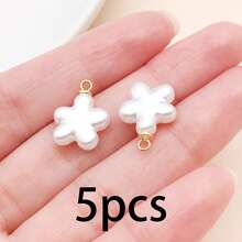 Random 5/20Pcs Mixed Shapes Baroque Faux Pearl Charms, Star Shell Shape White Pearl Pendants With Loop For DIY Earrings Necklace Jewelry Making - White - View 19