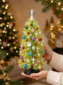1 Set DIY Beaded Christmas Tree Handmade Kit, Includes Snowflake Pendant, Pearl Beads, Mini Decorations, Wire, Base And Top Bow Decoration, Handmade Desktop Holiday Decoration, Suitable For Christmas Home Decor, Fireplace Display, Holiday Party Decoration And Holiday Gift - DIY Christmas Tree Ornament Set - View 12