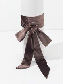 1pc Women's Elegant Velvet Satin Long Scarf, High-End Solid Color Casual Polyester Fiber - Multicolor - View 12