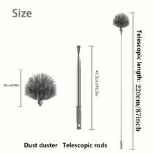 1pc Telescopic Spider Web Cleaner Made Of Metal And Resin, Manual Operation, Suitable For Living Rooms, Bedrooms, Bathrooms, And Kitchens - No Batteries Required - Grey - View 4
