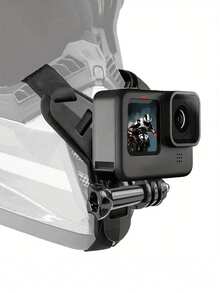 Adjustable Motorcycle Helmet Phone Mount + Anti-Loss Net. Multi-Function Phone Clip Compatible With Hero 12/10/9/8/7 Action Cameras. Motorcycle Helmet Action Camera Mount. Easy Installation, Stable And Anti-Shake Design For Stable Shooting While Riding, Suitable For All Smartphones And Most Action Cameras. A Must-Have For Cycling Enthusiasts - View 5