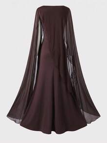 Elegant Casual Party Vacation Wedding Formal Evening Batwing Sleeve Party Date Dress - Brown - View 6