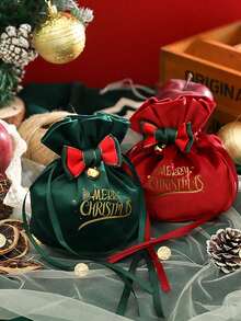 Christmas Gift Set, Drawstring Gift Bag With Bow, Santa Claus And Reindeer Letter Pattern, Christmas Tree Decoration, Christmas Eve Family Party Gift Decor, Christmas Valentine's Day - Multiple Options - View 9