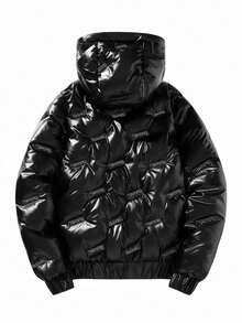 Men's Casual Fashion Autumn/Winter Outdoor Sports Thick Hooded Jacket - Black - View 3