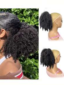 8 Inch Drawstring Ponytail Wig, Afro Kinky Curly Ponytail, Synthetic Ponytail Hair Extensions, Designed For (Multiple Colors Available) - Multicolor - View 15