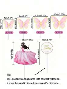 24pcs Butterfly Cake Decoration Party Supplies, Butterfly Happy Birthday Cake Decoration Set, Includes 1 Gold Metallic Happy Birthday Cake Topper, Suitable For Wedding Cake Decoration, Birthday Cake Decoration (Please Use With Stick, Do Not Directly Touch Cake) - Multicolor - View 10