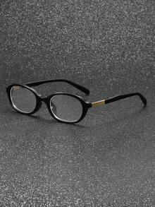 1 Pair Men's Oval Frame Glasses, Modern Minimalist Design, Elegant Aesthetic, Transparent Lenses, Perfect Accessory For School And Daily Wear - Clear - View 1