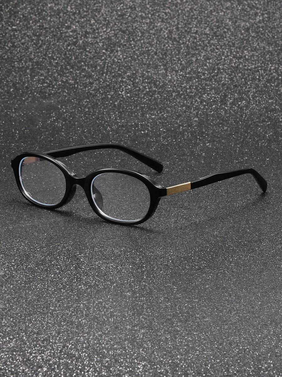 1 Pair Men's Oval Frame Glasses, Modern Minimalist Design, Elegant Aesthetic, Transparent Lenses, Perfect Accessory For School And Daily Wear - Clear - View 1