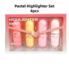 4pcs Mini Highlighters, Macaron Color Series, Compact & Portable, Aesthetic Highlighting Pens, Perfect For School, Office, Reading Notes, Journal Decoration And Marking Textbooks - Highlighter - View 11
