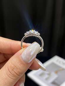 1 buah Cincin Moissanite, Cincin Berbentuk Hati Romantis dengan 5 Batu Permata, Sempurna untuk Ulang Tahun dan Hari Jadi Wanita - Cincin moissanite lima berlian - View 3