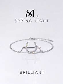 1pc Moissanite Fashion U-Shaped Horseshoe Bracelet, Suitable For Women's Daily Wear And Gifting - U-shaped Horseshoe Mozzarella Bracelet - View 4