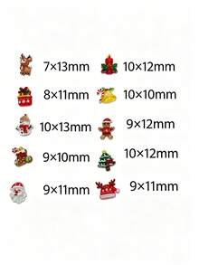 Autumn Christmas Series Cartoon Resin Nail Art Charms, Styles Include Santa Claus, Christmas Tree, Snowman And More, Randomly Assorted, Random Colors, 100pcs/30pcs Total, DIY Wearable Nail Accessories For Girls - Multicolor - View 3