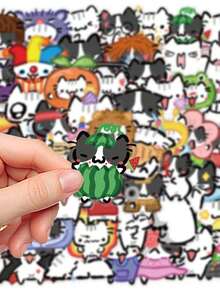 54PCS,Littel Cat Transparent Stickers,Scrapbook Supplies,Junk Journal Supplies,Creative And Aesthetic Design Sticker,Waterproof Decorative Stickers,Suitable For Mobile Phone Cases,Tablets,Mobile Phone,Laptops,Suitcases,Cars,Notebooks,Helmet,Guitar - Multicolor - View 11