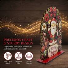 2D Flat Wooden Santa Claus & Snowman Figurines, Christmas Theme Desktop Atmosphere Decor, Merry Christmas Party Decoration, Suitable For Bedroom, Study, Living Room And Party Tabletop - A - View 4