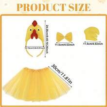1/3/4pcs Chicken Costume Set, Includes Headpiece, Tail And Skirt, Suitable For Theme Party, Cosplay, Novelty Gift, Applicable For Easter And Other Events (No Feathers), Halloween - Multicolor - View 5
