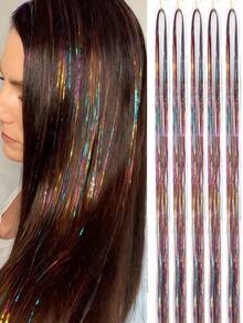 Hair Tinsel 5 Pack: Heat-Resistant 46 Inch Shiny Hair Extensions, 12 Colors Available, Shiny "Fairy Hair" Bundles Made Of Synthetic Fiber, Suitable For Women And Girls, Perfect For Halloween And Other Occasions - Multicolor - View 15