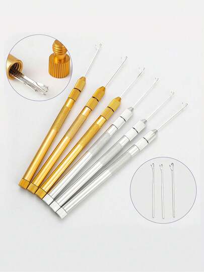 Aluminum Hook Needle Wig Making Tools Ventilation Needles For Lace Wigs Micro Ring Hair Crochet Needles Kit 3 Hook